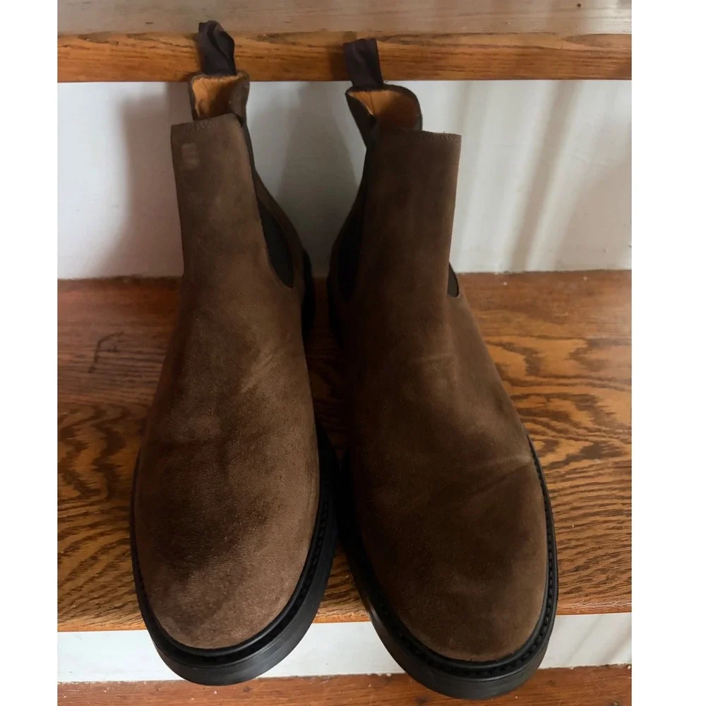 Magnanni Brown Suede Chelsea Boots Mens EU 45 Lug Sole Made in Portugal 24194